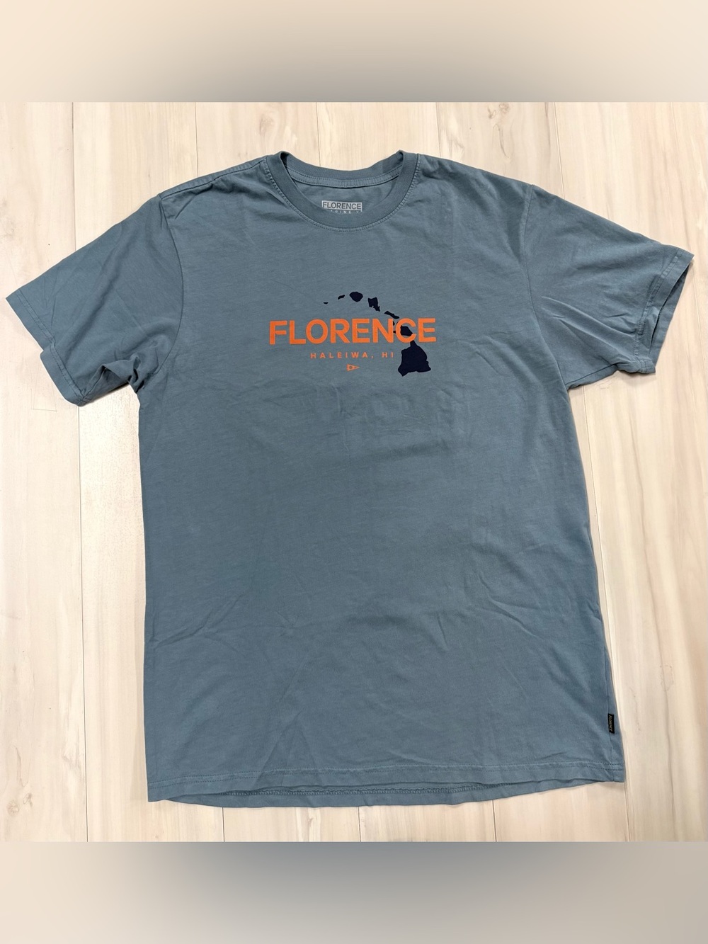 Florence Graphic Crew Neck T‑Shirt - Slate Blue, Hawaiian islands